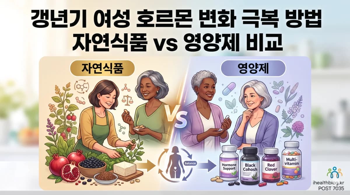 갱년기 여성 호르몬 변화 극복 방법: 자연식품 vs 영양제 비교