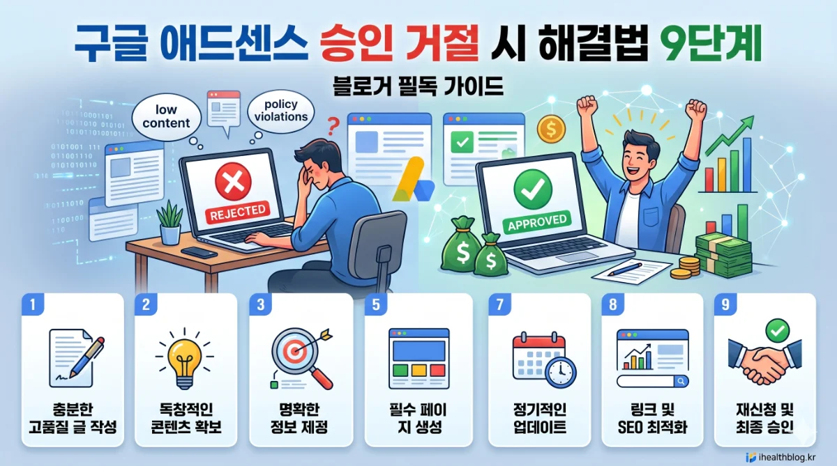 구글 애드센스 승인 거절 시 해결법 9단계: 블로거 필독