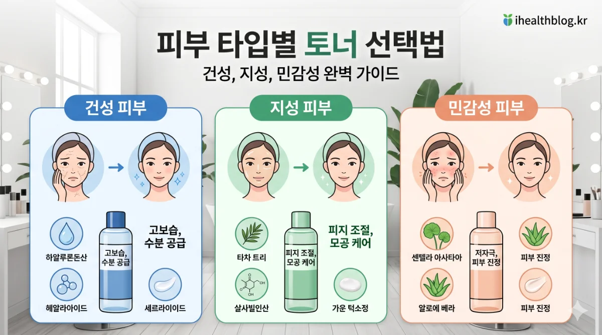 피부 타입별 토너 선택법: 건성·지성·민감성 피부 완벽 가이드