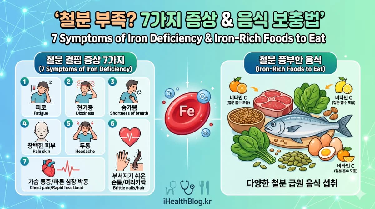 철분 결핍 증상 7가지와 음식으로 보충하는 방법