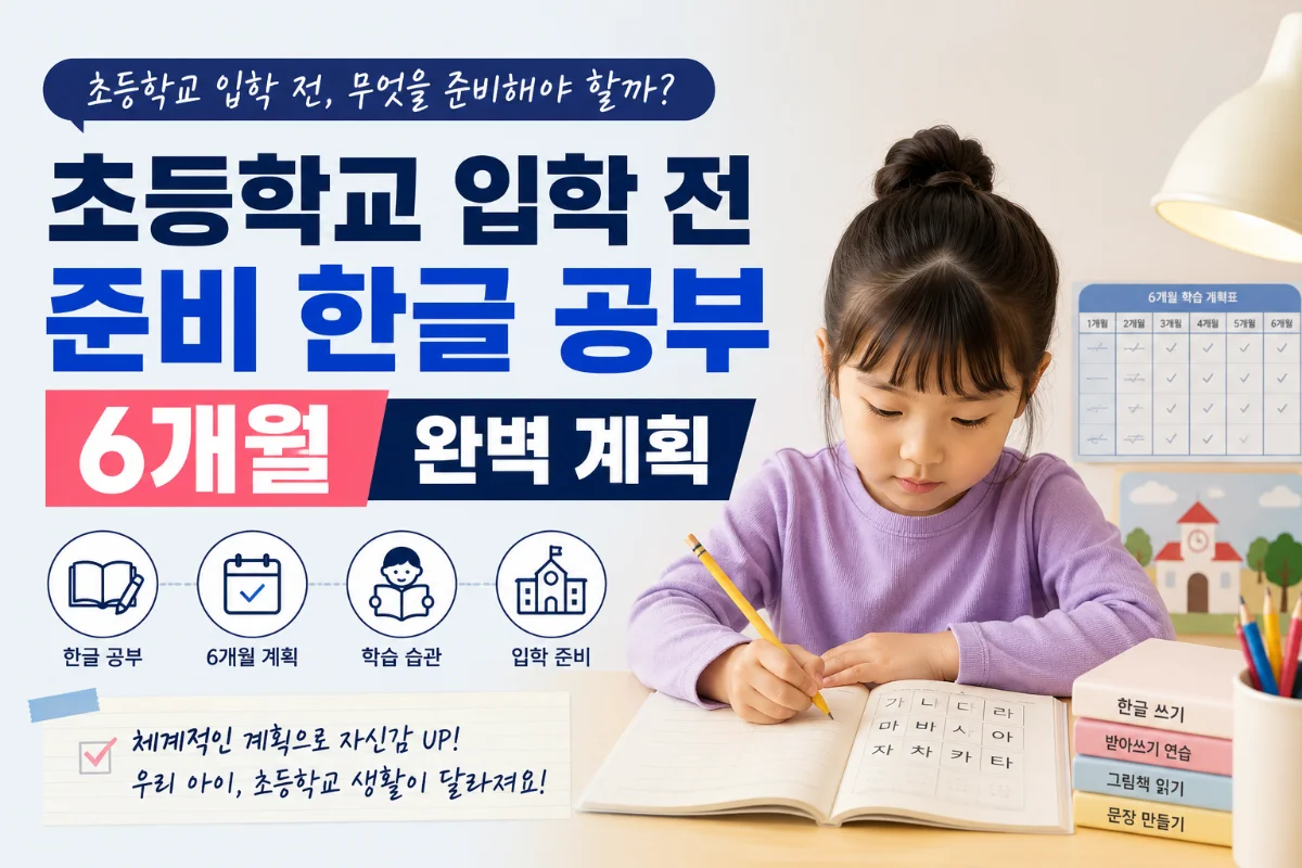 초등학교 입학 전 준비: 한글 공부 6개월 완벽 계획