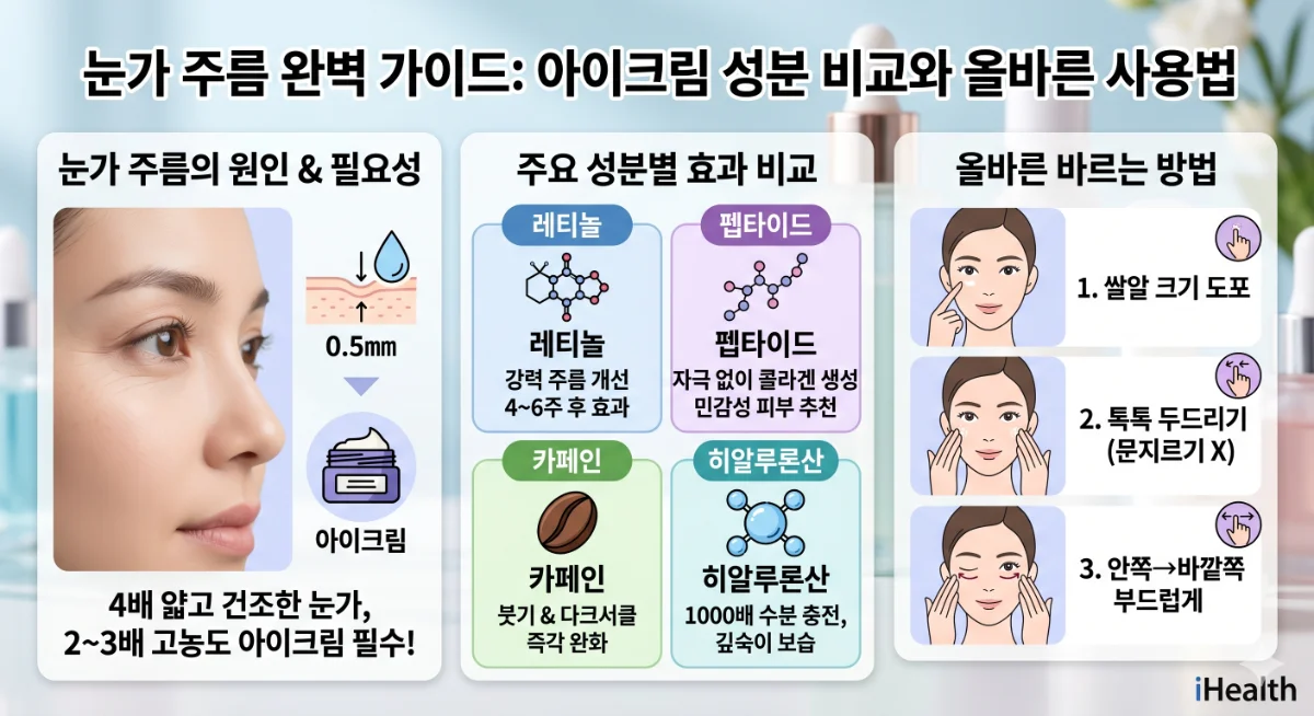 눈가 주름 없애는 아이크림 사용법: 성분별 효과 비교와 바르는 방법