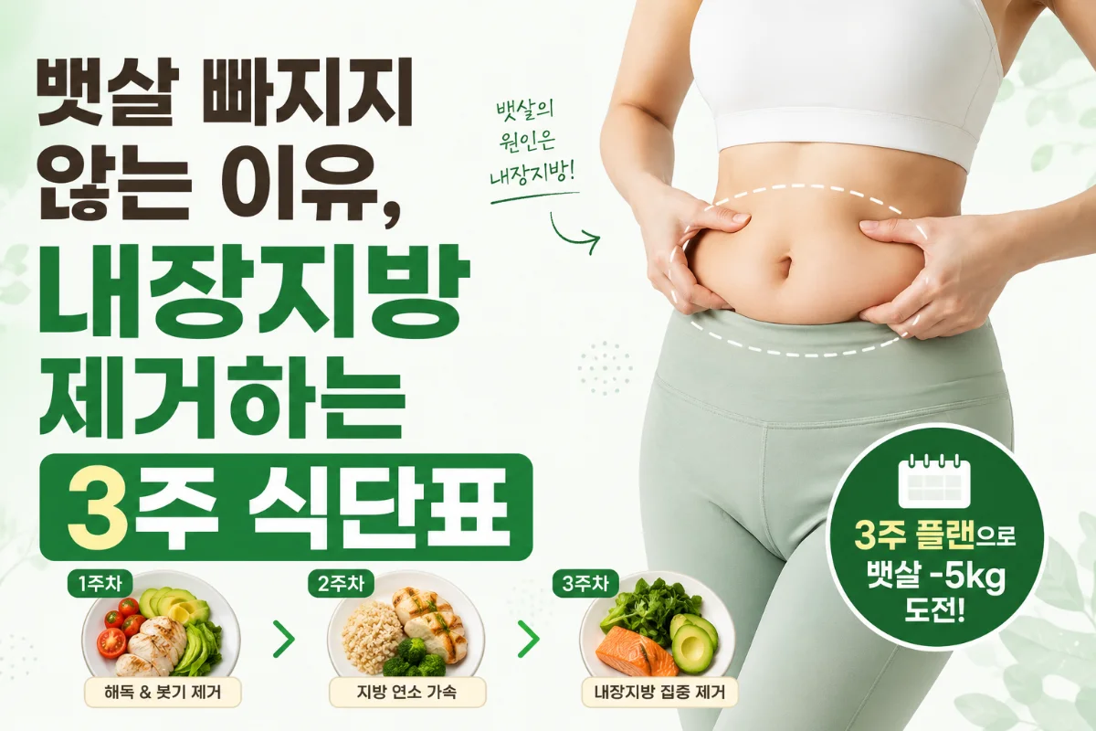 뱃살 빠지지 않는 이유: 내장지방 제거하는 3주 식단표